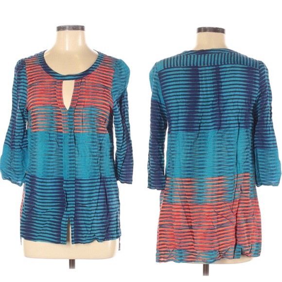 Plenty by Tracy Reese hi-lo striped tunic M - Picture 2 of 10
